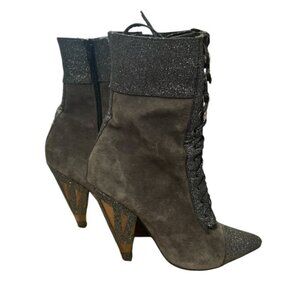 Jeffery Campbell Suede Glitter Laced Boots  7 5